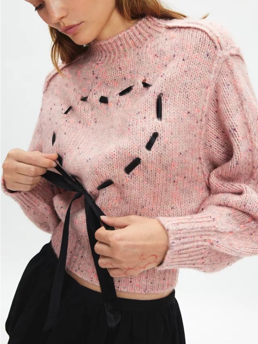 Heart Ribbon Mockneck Pullover